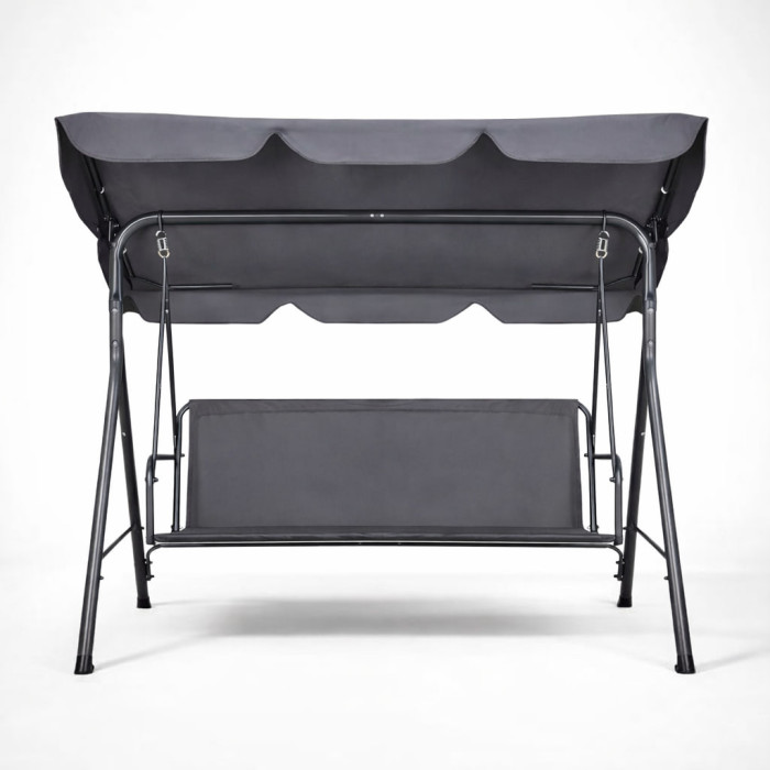 Гойдалка садова 3-місна, сіра, гойдалка для саду/дачі, до 260 кг, без матрацика, для відпочинку