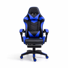 Геймерське комп’ютерне крісло Gamery з масажною подушкою та підставкою для ніг, чорно-синє, ергономічне