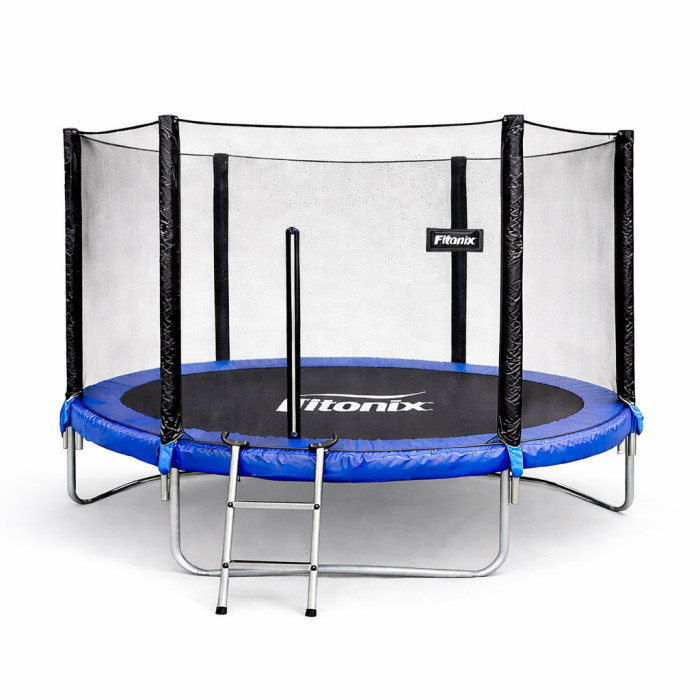 Батут посилений Fitonix 312 см до 150 кг захисна сітка + драбинка, 10 футів | вантажне, 30519 (д.О)