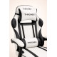 Геймерське крісло ThroneX Relax Pro з масажною подушкою та підніжкою, до 130 кг, біло-чорне для офісу, квартири, дому