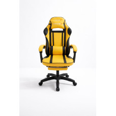 	 Ергономічне геймерське крісло ThroneX з підніжкою й масажною подушкою, до 130 кг, жовто-чорне, для комп'ютера, офісу та ігор
