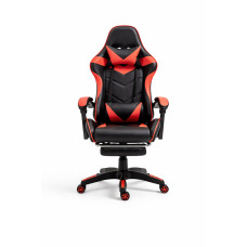 Ергономічне геймерське крісло Gamery з масажною підтримкою попереку, чорно-червоне, шкіряне, комфорт, для ігор, офісу та навчання