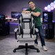 Ергономічне геймерське крісло ThroneX Linen 005 тканинне з підставкою для ніг і масажною подушкою, до 130 кг, світло-сіре