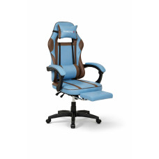 Геймерське та офісне крісло ThroneX Comfort Blue з масажною подушкою і підніжкою, до 130 кг