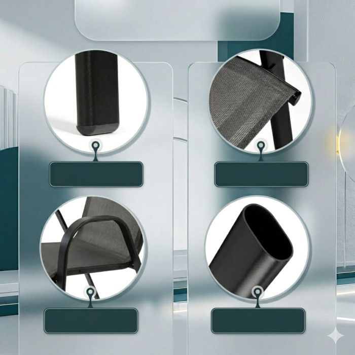 Комплект садових меблів 4в1 Comfort LB-1056 диван + 2 крісла + стіл, Teslin, метал, графіт — для тераси, саду та відпочинку