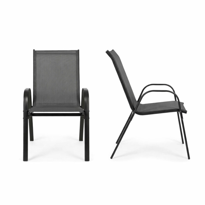 Комплект садових меблів 4в1 Comfort LB-1056 диван + 2 крісла + стіл, Teslin, метал, графіт — для тераси, саду та відпочинку