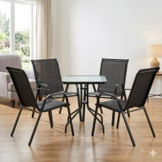 Комплект садових меблів Comfort 4 крісла + стіл (60×60 см), метал + Teslin, графіт для тераси, саду, балкона та відпочинку