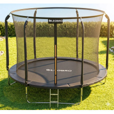 Батут із внутрішньою захисною сіткою 252 см (8FT) чорний, садовий до 100 кг, чорний дитячий зі сходами