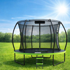 Батут 252 см із внутрішньою сіткою Premium Pro 8FT GREEN посилений каркас, сходи, безпечний дитячий батут для дачі