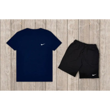 Чоловічий костюм (футболка, шорти), темно-синій, 4XL