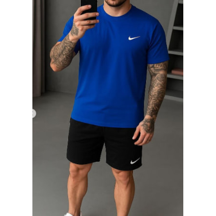 Чоловічий костюм (футболка, шорти), блакитний, XXL