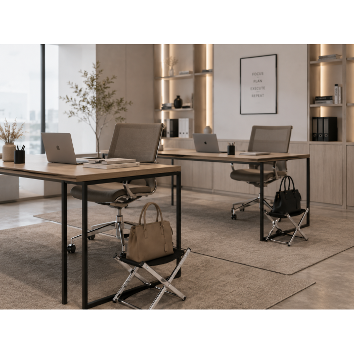 Складна підставка для сумки підлогова чорна BAG STAND Premium Oxford 600D для салону краси, перукарні, манікюру та офісу