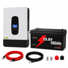 Комплект резервного живлення 4.2 кВт Daxtromn + LiFePO4 24V 100Ah Idzlldi, інвертор з акумулятором для будинку, квартири та котла, кабелі в подарунок
