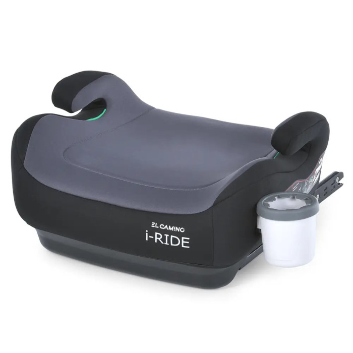 Автокрісло-бустер EL Camino i-RIDE ME 1147 Stone Black i-Size R129, ISOFIX, 125–150 см, для дітей 22–36 кг, з підсклянником