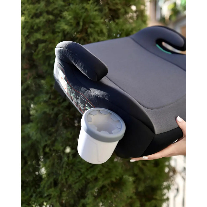 Автокрісло-бустер EL Camino i-RIDE ME 1147 Stone Black i-Size R129, ISOFIX, 125–150 см, для дітей 22–36 кг, з підсклянником