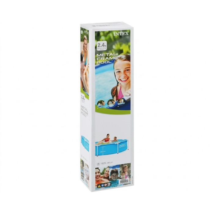 Каркасний басейн Intex Metal Frame Pool 244×51 см, круглий басейн 1828 л для дітей та сім'ї, басейн для дачі та двору