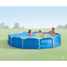 Каркасний басейн Intex 366×76 см Metal Frame Pool, круглий басейн для дачі та двору, сімейний басейн 6503 л