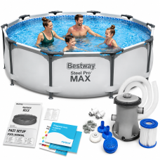 Каркасний басейн Bestway Steel Pro MAX 56408, 305×76 см, круглий, 4678 л, з фільтр-насосом 1250 л/год