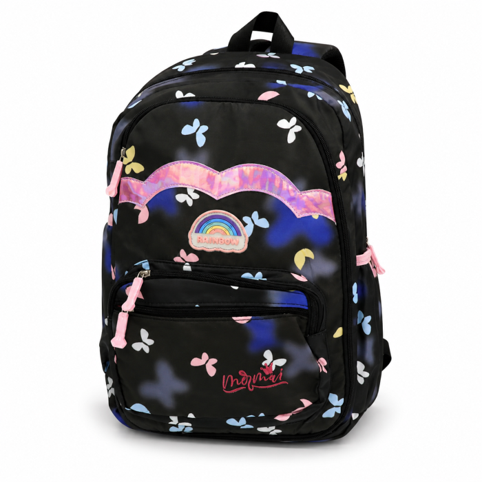 Шкільний рюкзак для дівчинки Rainbow, чорний портфель у школу, водовідштовхувальний, формат A4, легкий
