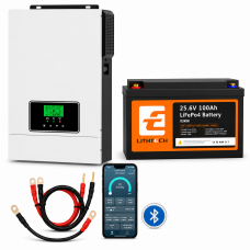 Комплект резервного живлення Daxtromn 3000Вт + Lithtech TE24100 LiFePO₄ 24V 100Ah 2560Wh Bluetooth, UPS, MPPT 80A, чиста синусоїда, кабелі у подарунок