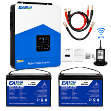 Комплект резервного живлення EASUN POWER 3.2 кВт 24В + 2× LiFePO4 100Ah 2.56 кВт·год, Wi-Fi, MPPT, для дому та квартири