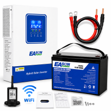 Комплект резервного живлення 1,28 кВт·год EASUN POWER: інвертор 2 кВт 12В Wi-Fi + LiFePO4 100Ah, для дому, квартири та котла