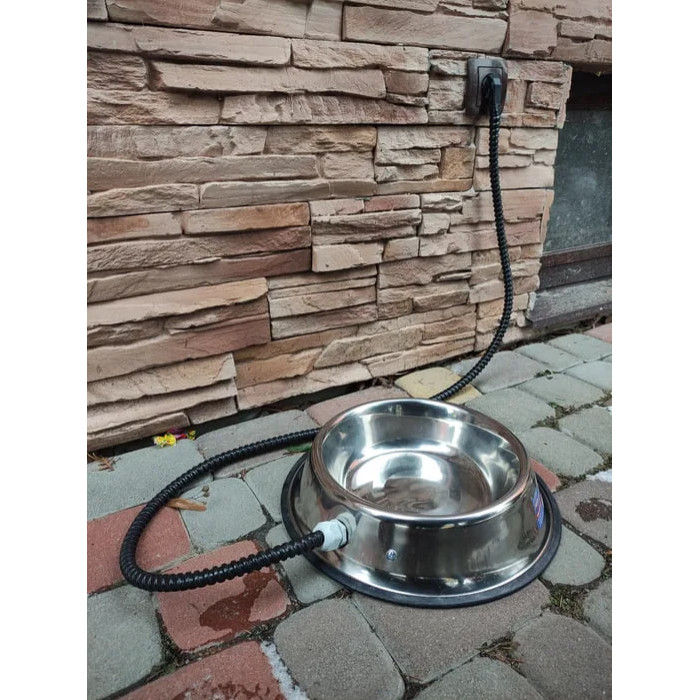 Миска з підігрівом для тварин, поїлка для собак, кішок на вулицю, із нержавіючої сталі, 2,5 л.