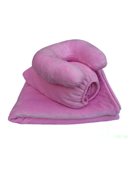 Набір 3 ніжно рожевий: чохол, плед і подушка (плюш), фото 1