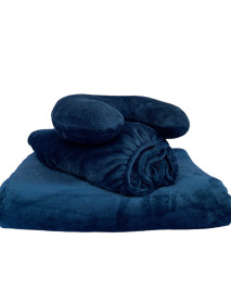 Набір 3 синій: чохол, плед і подушка (плюш)