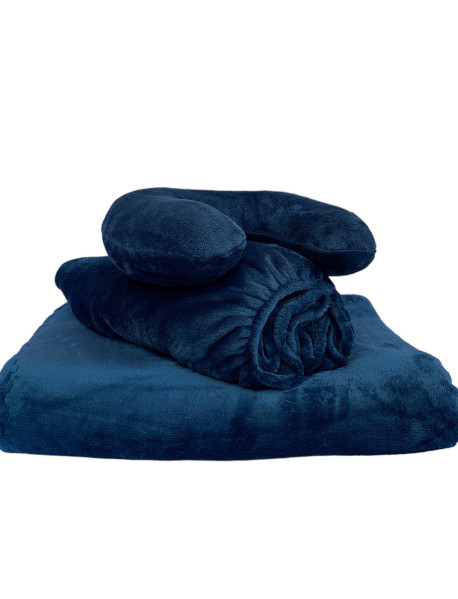 Набір 3 синій: чохол, плед і подушка (плюш), фото 3